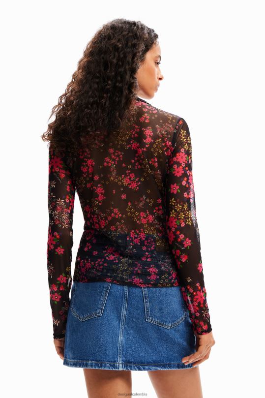 Desigual Colombia - ropa 4802L997 mujer Desigual camisa de tul floral fruncida