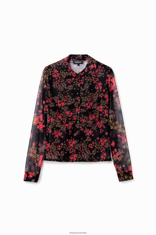 Desigual Colombia - ropa 4802L997 mujer Desigual camisa de tul floral fruncida
