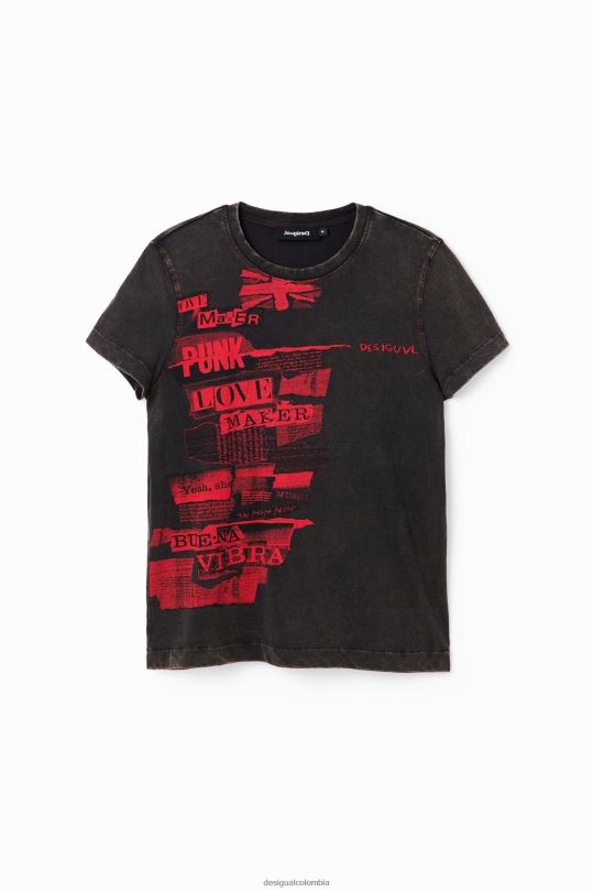 ropa 4802L1004 mujer Desigual camiseta con efecto periódico lavado - Desigual shop
