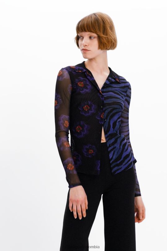 Desigual Colombia pagina oficial - ropa 4802L1007 mujer Desigual camisa de tul con estampado floral de cebra