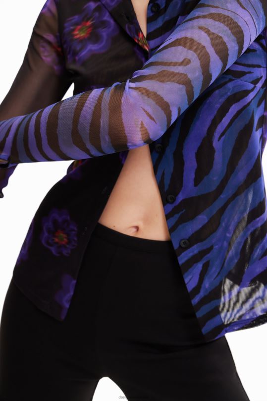 Desigual Colombia pagina oficial - ropa 4802L1007 mujer Desigual camisa de tul con estampado floral de cebra