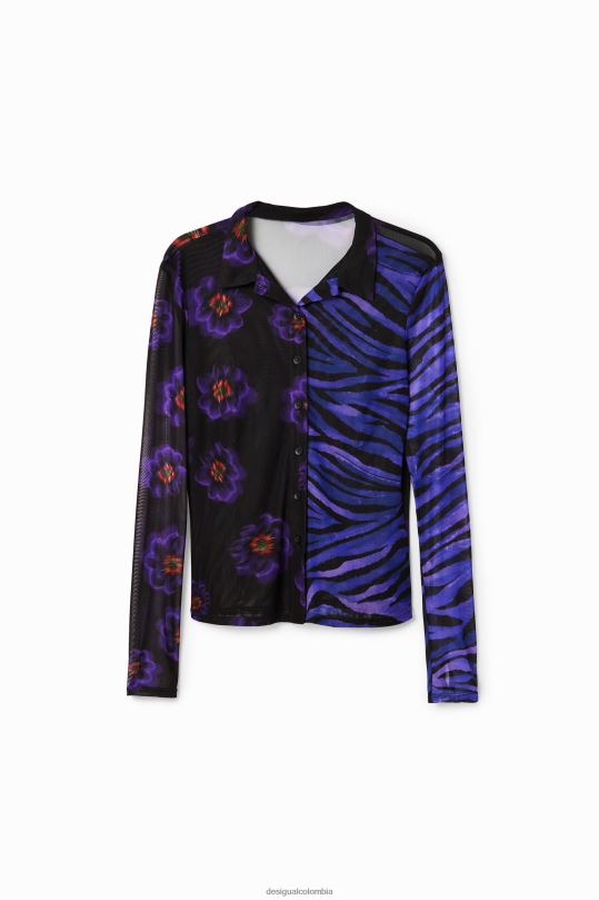 Desigual Colombia pagina oficial - ropa 4802L1007 mujer Desigual camisa de tul con estampado floral de cebra