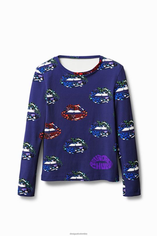 Desigual Colombia pagina oficial - ropa 4802L1054 mujer Desigual camiseta de canalé con escote en la espalda