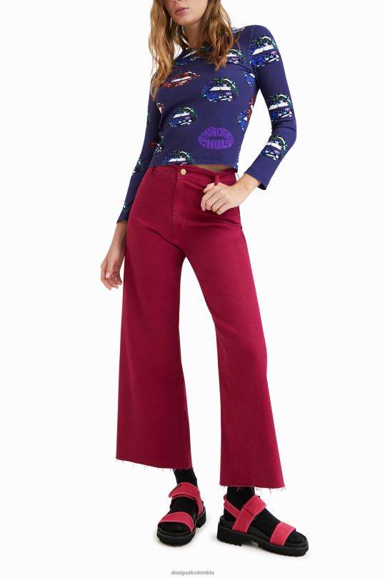 Desigual Colombia pagina oficial - ropa 4802L1054 mujer Desigual camiseta de canalé con escote en la espalda