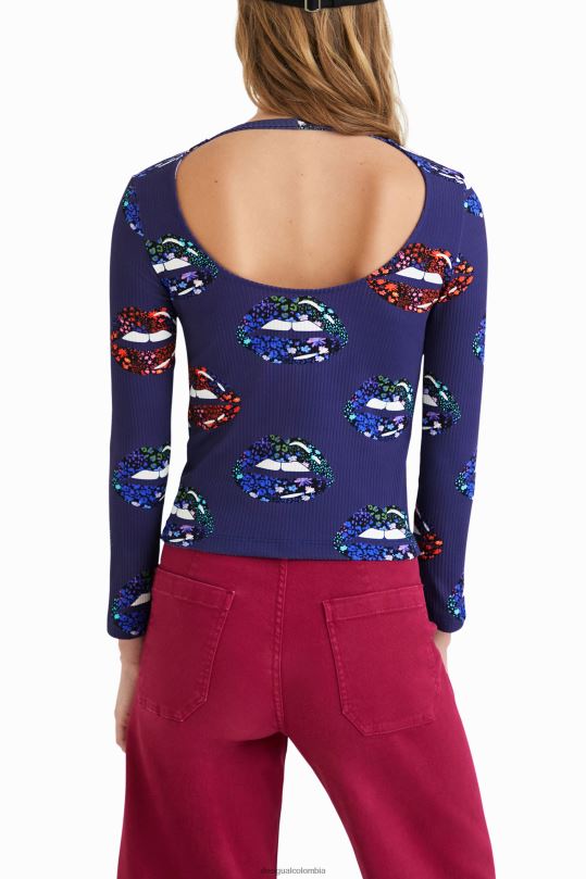Desigual Colombia pagina oficial - ropa 4802L1054 mujer Desigual camiseta de canalé con escote en la espalda