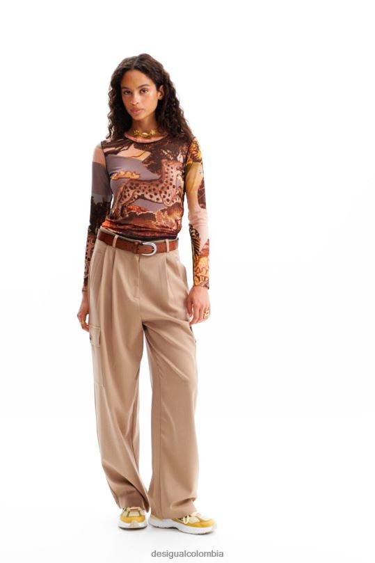 blusas Desigual bogota - ropa 4802L109 mujer Desigual camiseta fina con diseño de tapiz de tul