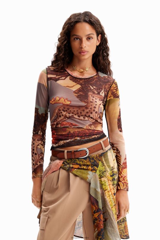 blusas Desigual bogota - ropa 4802L109 mujer Desigual camiseta fina con diseño de tapiz de tul