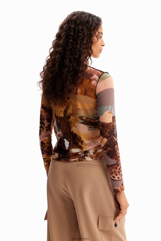 blusas Desigual bogota - ropa 4802L109 mujer Desigual camiseta fina con diseño de tapiz de tul