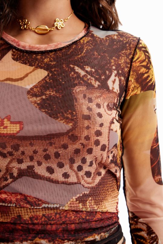 blusas Desigual bogota - ropa 4802L109 mujer Desigual camiseta fina con diseño de tapiz de tul