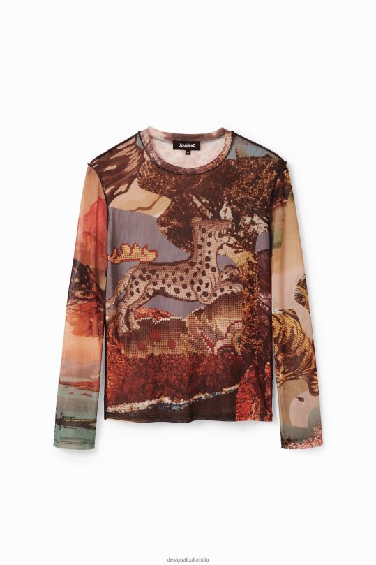 blusas Desigual bogota - ropa 4802L109 mujer Desigual camiseta fina con diseño de tapiz de tul