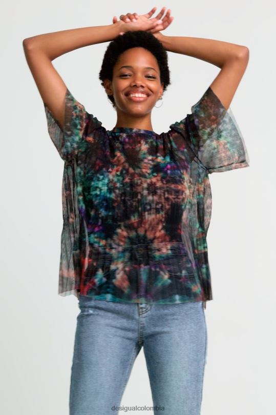 ropa 4802L1123 mujer Desigual camiseta de malla con efecto tie-dye - Desigual Colombia Medellín