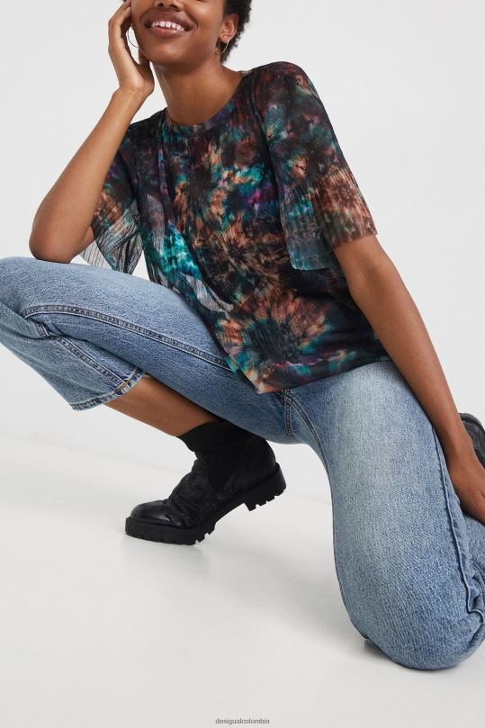 ropa 4802L1123 mujer Desigual camiseta de malla con efecto tie-dye - Desigual Colombia Medellín