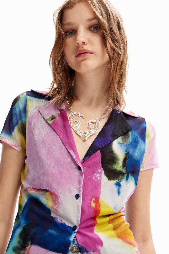 ropa 4802L1141 mujer Desigual camiseta resort de tul acuarela - Desigual shop