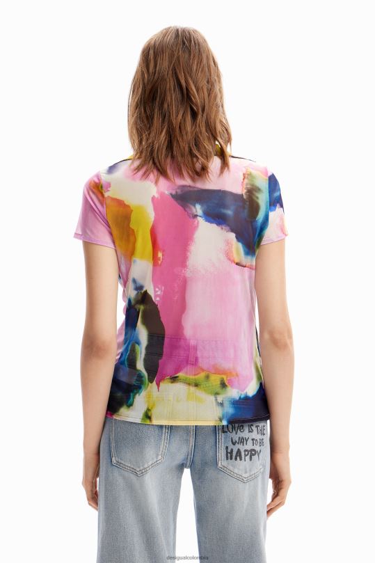 ropa 4802L1141 mujer Desigual camiseta resort de tul acuarela - Desigual shop