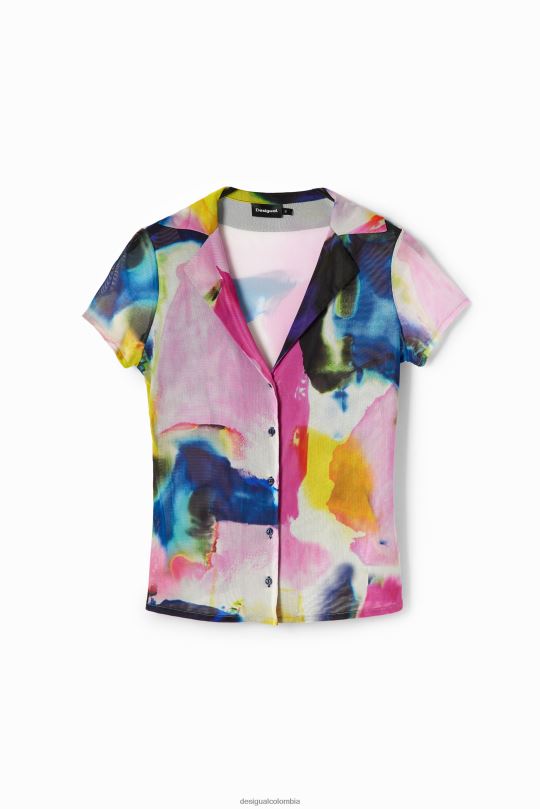 ropa 4802L1141 mujer Desigual camiseta resort de tul acuarela - Desigual shop