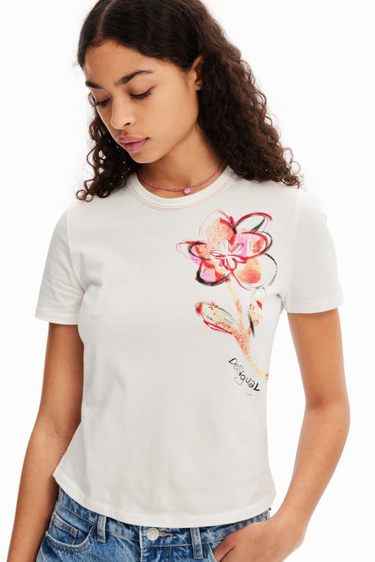 Desigual zapatos Colombia - ropa 4802L1168 mujer Desigual camiseta de manga corta con flores