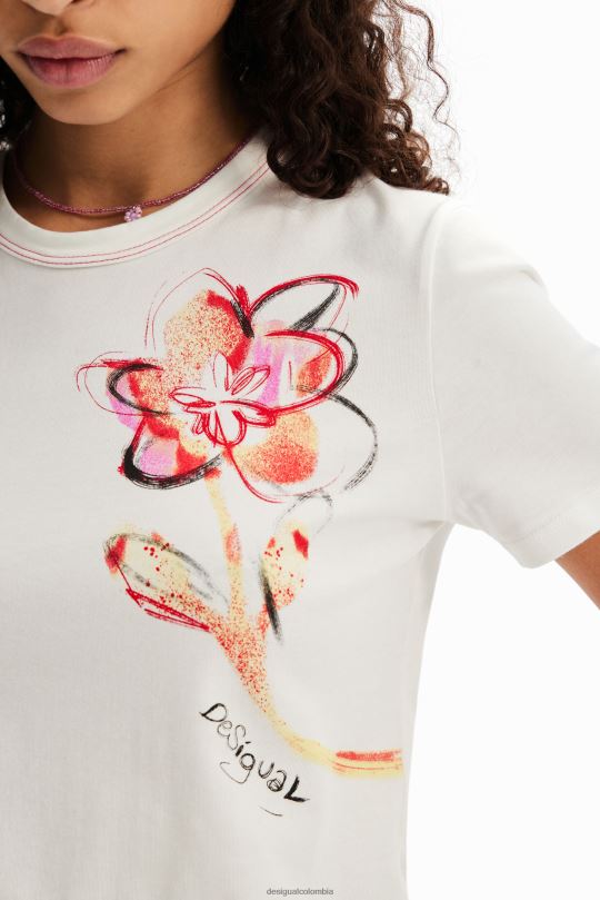 Desigual zapatos Colombia - ropa 4802L1168 mujer Desigual camiseta de manga corta con flores