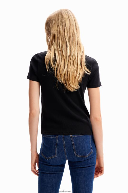 ropa 4802L121 mujer Desigual camiseta con mensaje de flores - Desigual shop