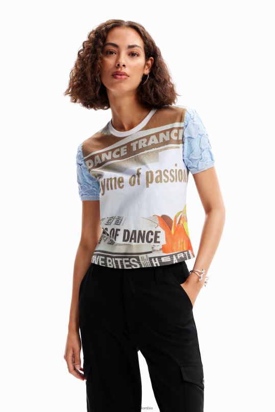 Desigual Colombia - ropa 4802L123 mujer Desigual camiseta con textura de periódico