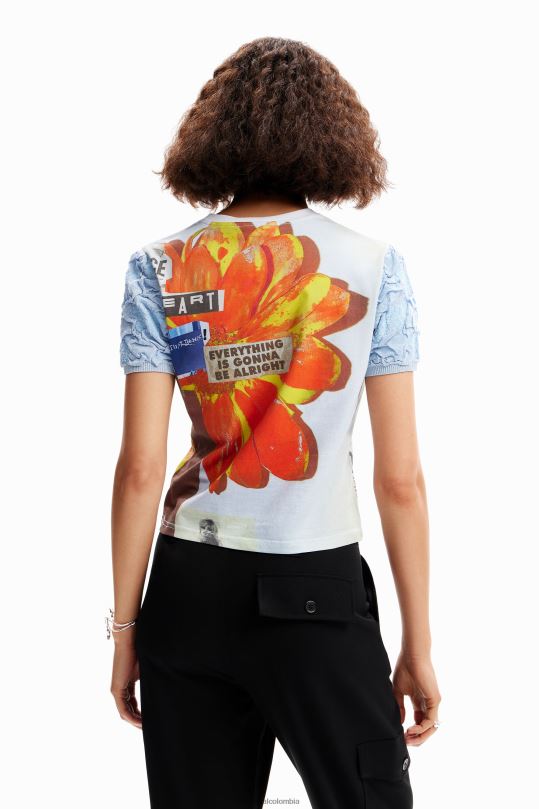 Desigual Colombia - ropa 4802L123 mujer Desigual camiseta con textura de periódico