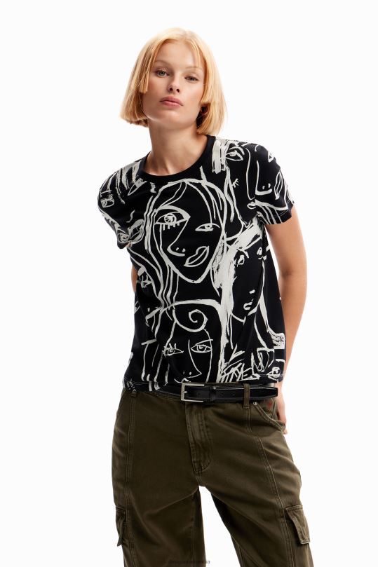 Desigual zapatos Colombia - ropa 4802L130 mujer Desigual camiseta con cara en contraste