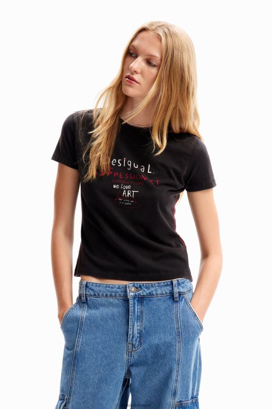 ropa 4802L227 mujer Desigual camiseta ajustada con mensaje - Desigual Colombia rebajas