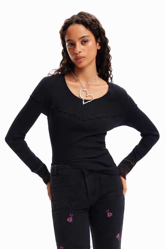 ropa 4802L274 mujer Desigual camiseta de canalé texturizada - Desigual shop