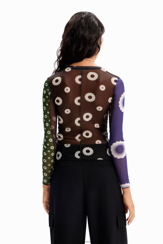Desigual Colombia - ropa 4802L279 mujer Desigual camiseta de mezclilla con patchwork de tul