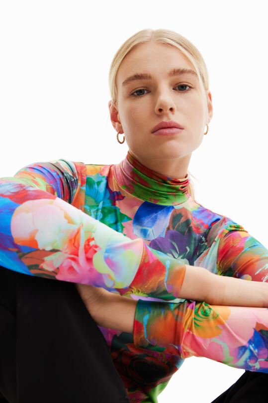Desigual zapatos Colombia - ropa 4802L284 mujer Desigual camiseta ajustada con estampado floral