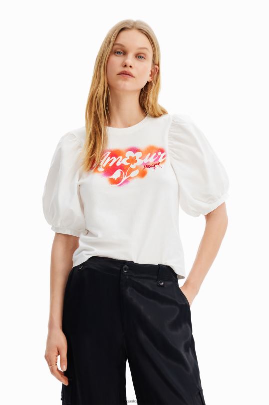 ropa 4802L298 mujer Desigual camiseta con mensaje en las mangas - Desigual sale damen