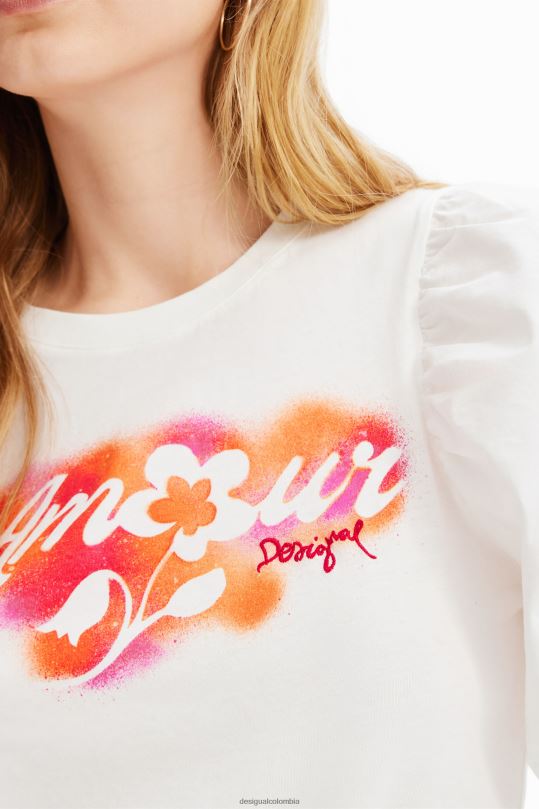 ropa 4802L298 mujer Desigual camiseta con mensaje en las mangas - Desigual sale damen