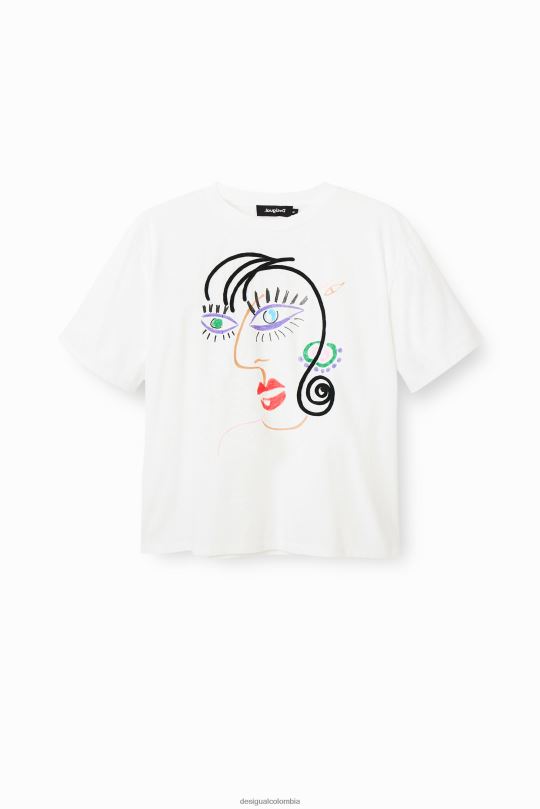 ropa 4802L341 mujer Desigual camiseta de manga corta con cara - Desigual shop