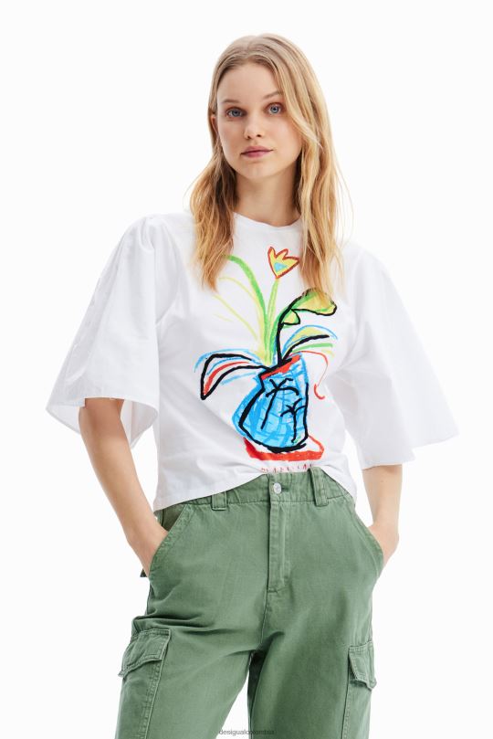 Desigual Colombia pagina oficial - ropa 4802L343 mujer Desigual camiseta de popelina con mangas voluminosas