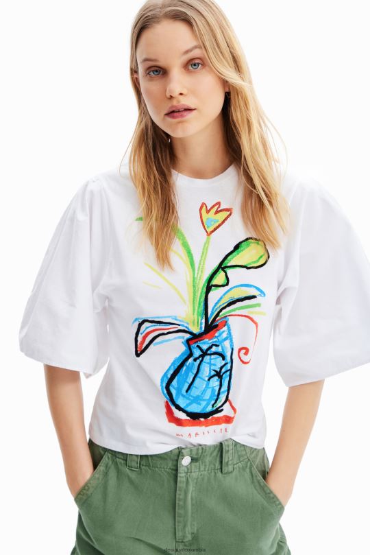 Desigual Colombia pagina oficial - ropa 4802L343 mujer Desigual camiseta de popelina con mangas voluminosas