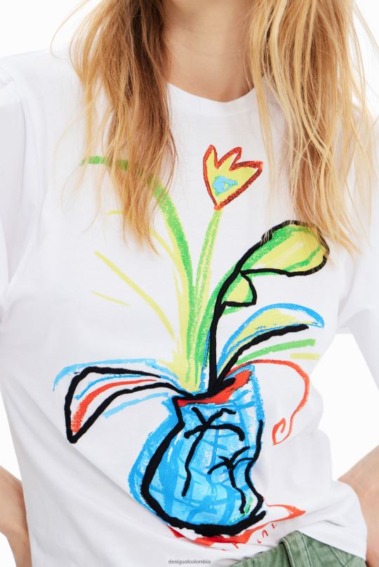Desigual Colombia pagina oficial - ropa 4802L343 mujer Desigual camiseta de popelina con mangas voluminosas