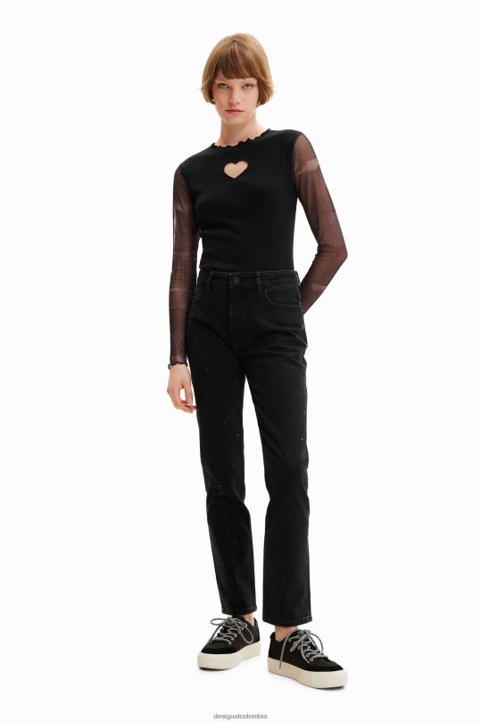 Desigual Colombia - ropa 4802L369 mujer Desigual camiseta con combinación de corazones y aberturas