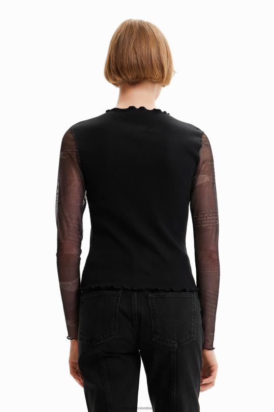 Desigual Colombia - ropa 4802L369 mujer Desigual camiseta con combinación de corazones y aberturas