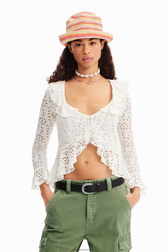 Desigual Colombia bolsos - ropa 4802L372 mujer Desigual blusa de manga larga con volantes
