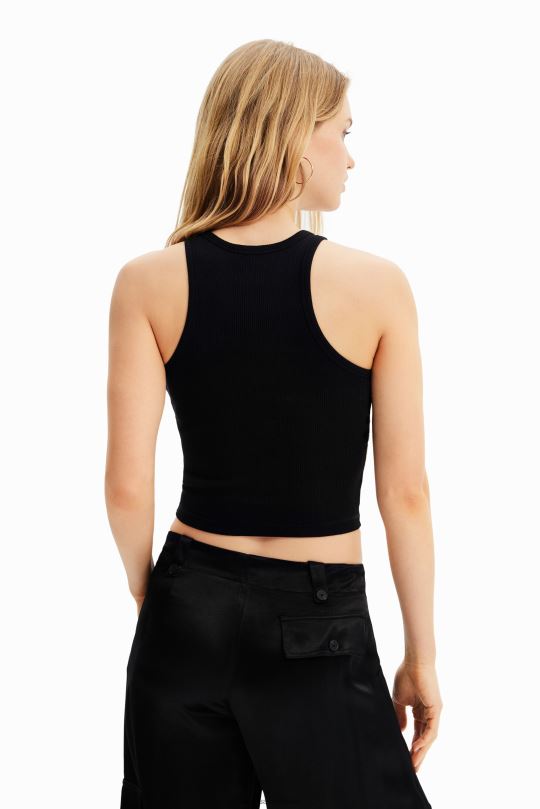 ropa 4802L383 mujer Desigual camiseta de canalé slim de dos tonos - Desigual Colombia rebajas