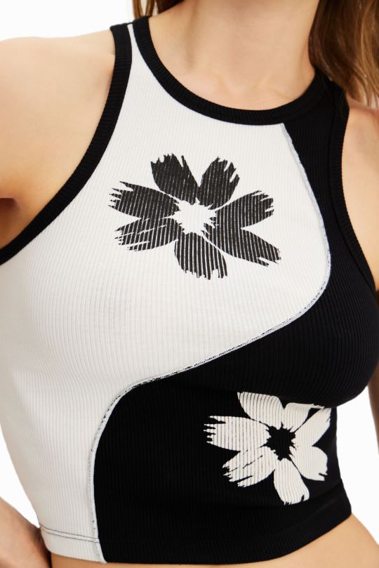 ropa 4802L383 mujer Desigual camiseta de canalé slim de dos tonos - Desigual Colombia rebajas
