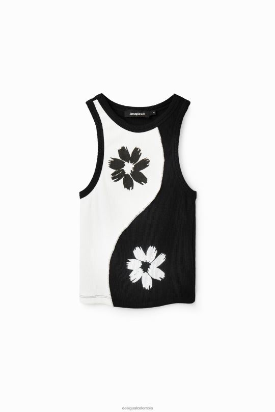 ropa 4802L383 mujer Desigual camiseta de canalé slim de dos tonos - Desigual Colombia rebajas
