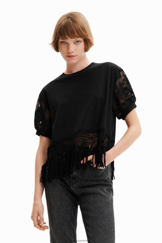 ropa 4802L385 mujer Desigual camiseta oversize con flecos - Desigual sale damen