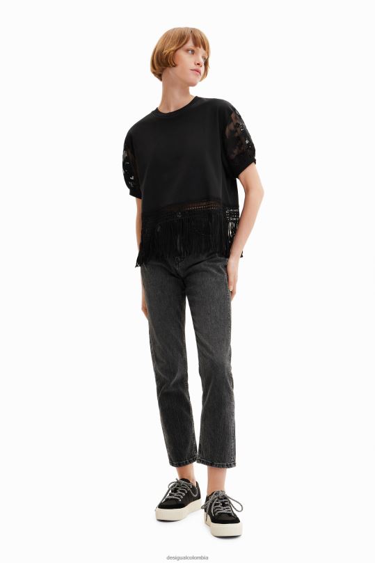 ropa 4802L385 mujer Desigual camiseta oversize con flecos - Desigual sale damen