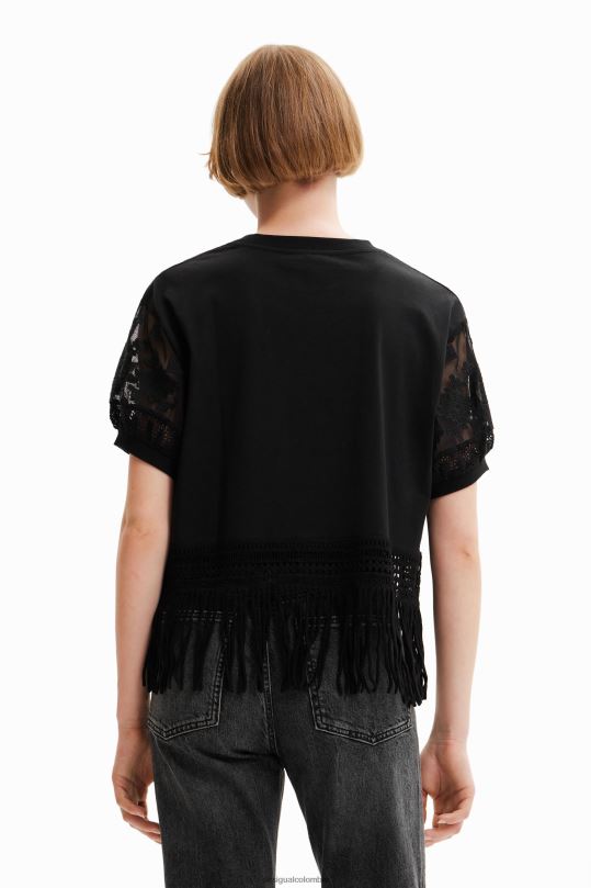 ropa 4802L385 mujer Desigual camiseta oversize con flecos - Desigual sale damen