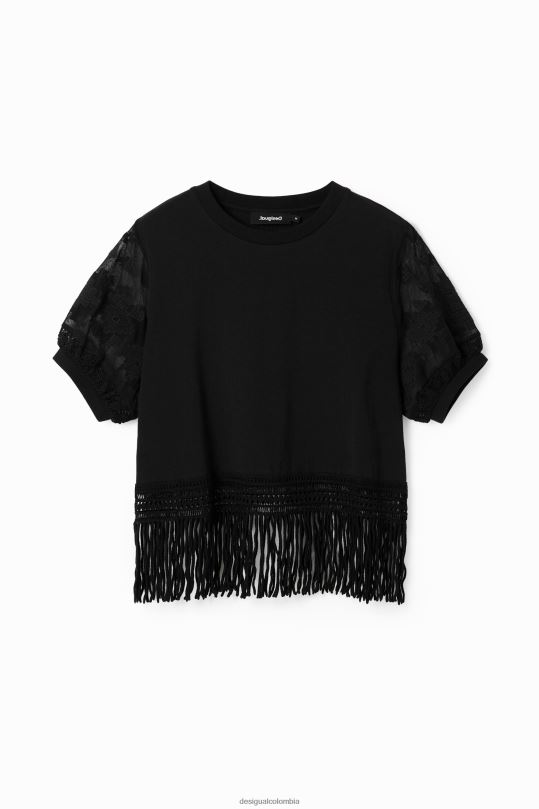 ropa 4802L385 mujer Desigual camiseta oversize con flecos - Desigual sale damen