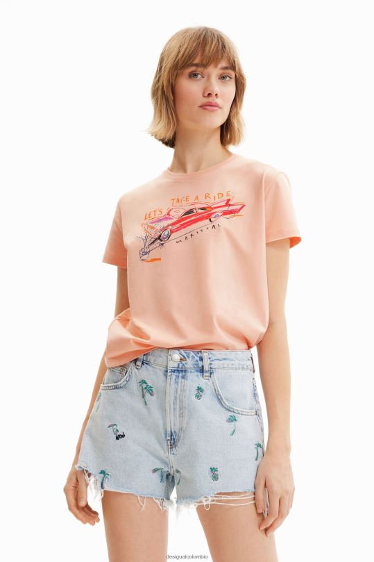 ropa 4802L395 mujer Desigual camiseta slim con ilustración - Desigual shop