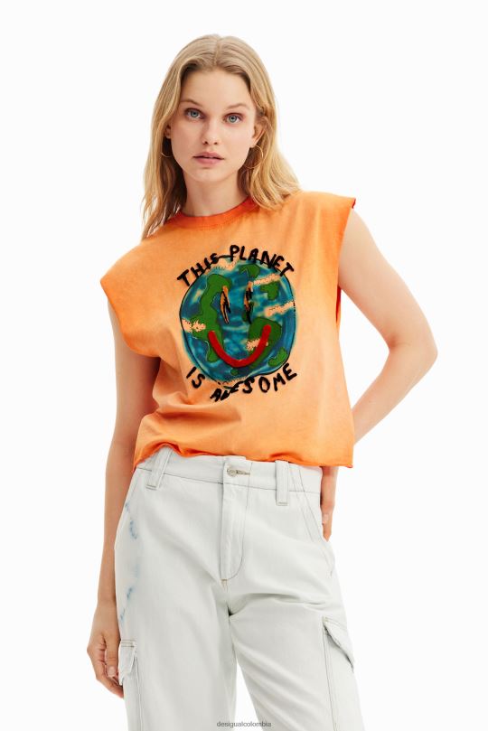 Desigual Colombia pagina oficial - ropa 4802L409 mujer Desigual camiseta con efecto lavado Planet