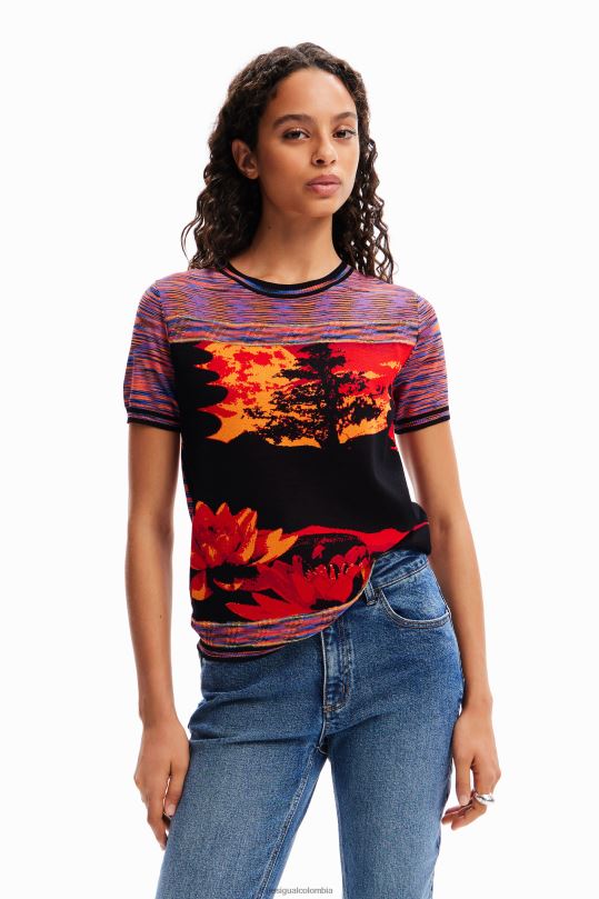 Desigual zapatos Colombia - ropa 4802L40 mujer Desigual camiseta de punto con paisaje