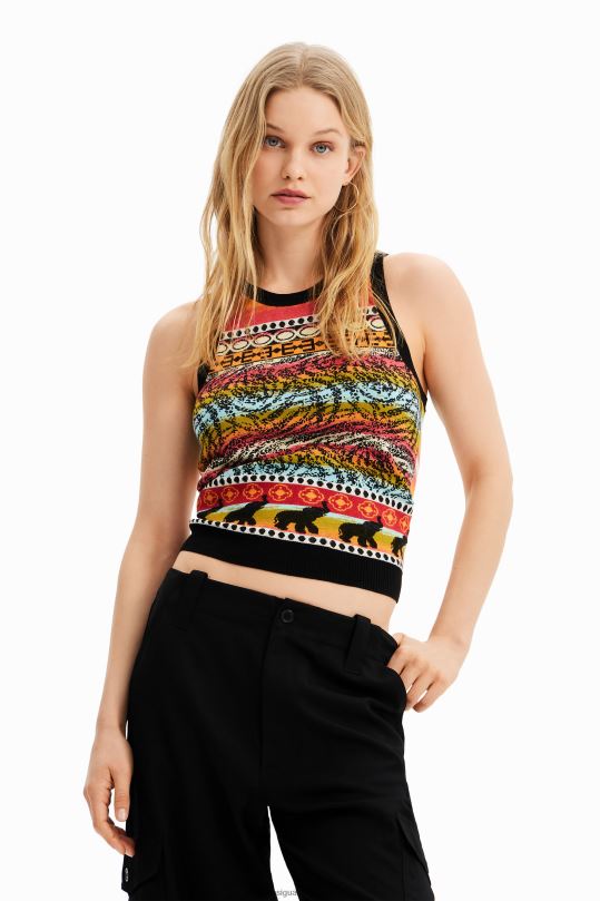 Desigual Colombia bolsos - ropa 4802L429 mujer Desigual camiseta con bordes tejidos