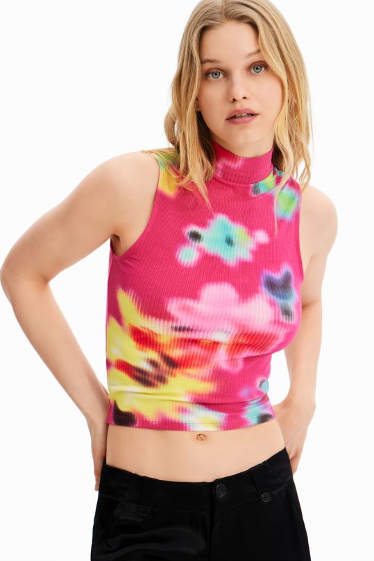 Desigual zapatos Colombia - ropa 4802L434 mujer Desigual camiseta sin mangas de canalé floral